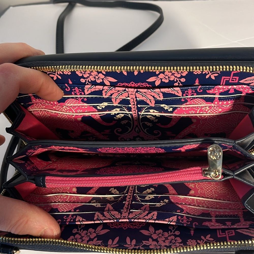 Spartina Navy Blue Leather Crossbody Purse - Picture 5 of 12